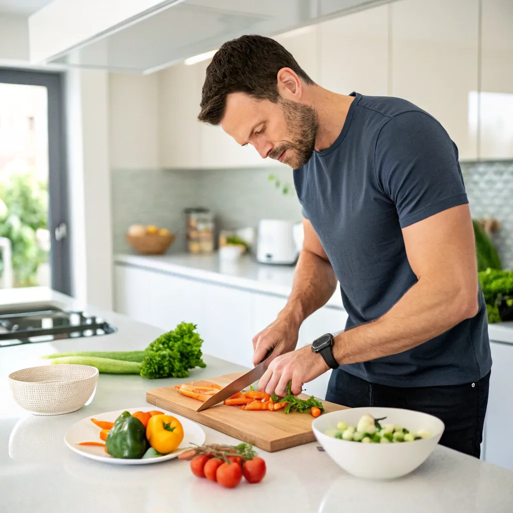 Michael Collins preparing a healthy meal