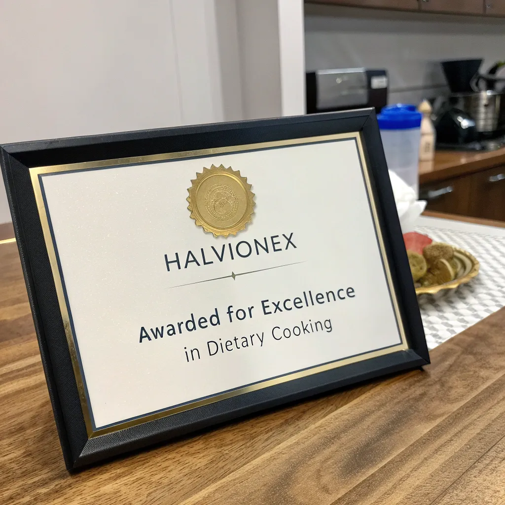 Certificate awarded by HALVIONEX for dietary cooking